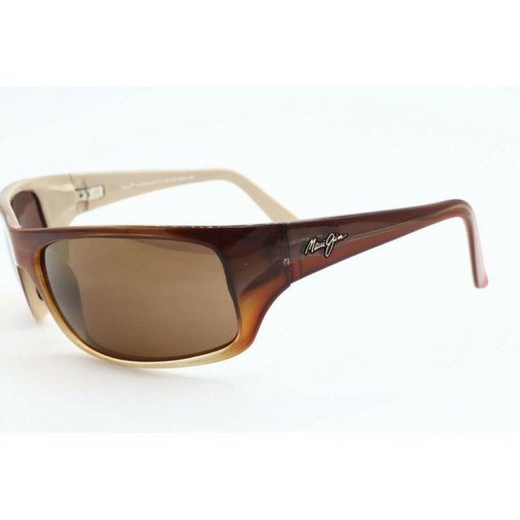 Maui Jim Peahi MJ 202-70 Wrap Brown Sunglasses Polarized Brown Lenses 65mm - Picture 1 of 6